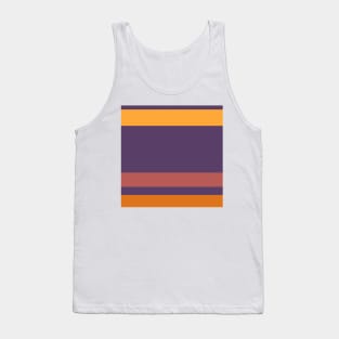 A superb concoction of Old Heliotrope, Deep Ruby, Dark Salmon, Cocoa Brown and Mango stripes. Tank Top